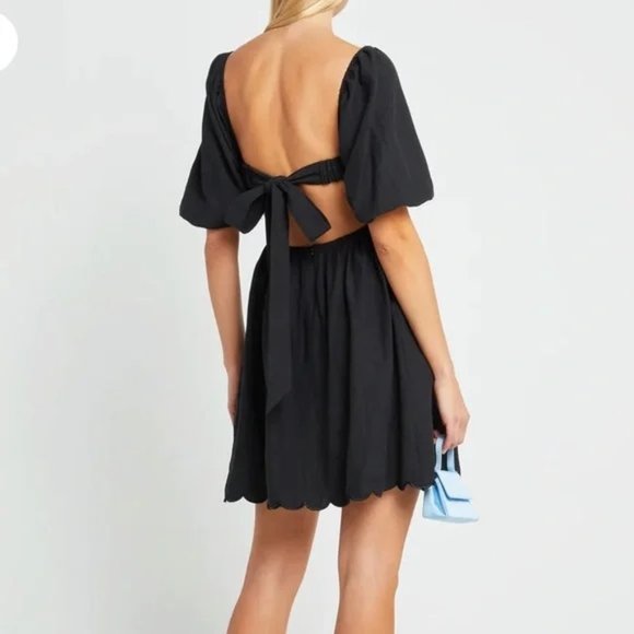 O.P.T. Black April Dress Scalloped Open Back Mini Dress L - Picture 8 of 16